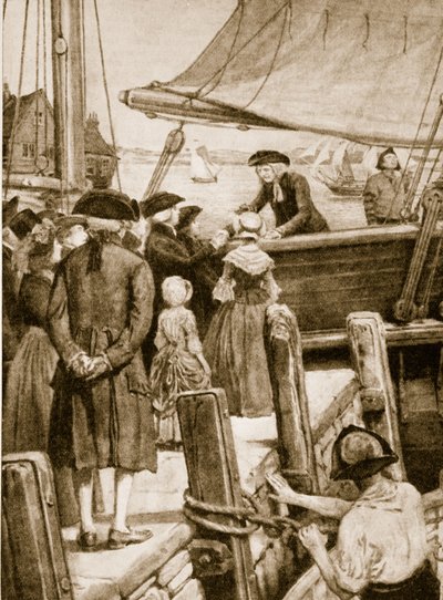 Wesley a bordo del Príncipe de Gales en 1787 despidiéndose de los irlandeses de English School