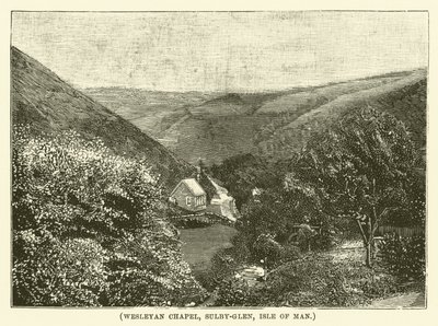 Capilla Wesleyana, Sulby-Glen, Isla de Man (grabado) de English School