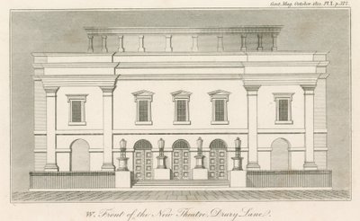 Fachada oeste del nuevo Teatro Drury Lane, Londres de English School