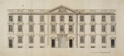 Frente oeste del nuevo edificio propuesto para el Garden Quadrangle en New College, c.1680 de English School