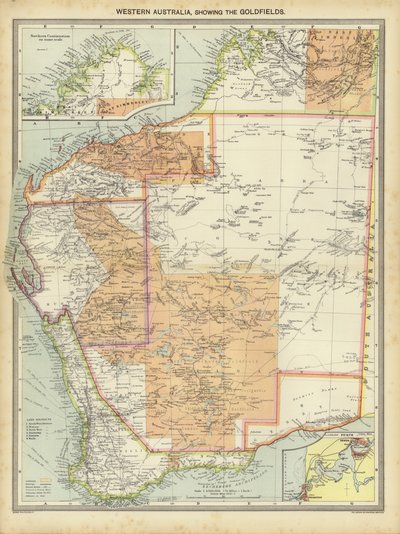 Australia Occidental, mostrando Goldfields (litografia en color) de English School