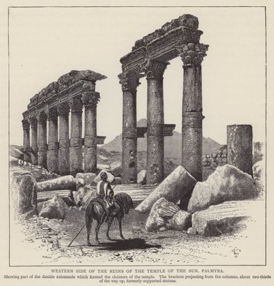 Lado occidental de las ruinas del Templo del Sol, Palmira (grabado) de English School