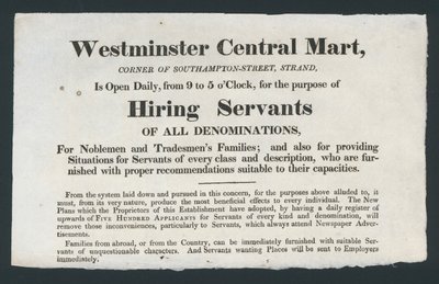 Mercado Central de Westminster, Contratación de Sirvientes de English School