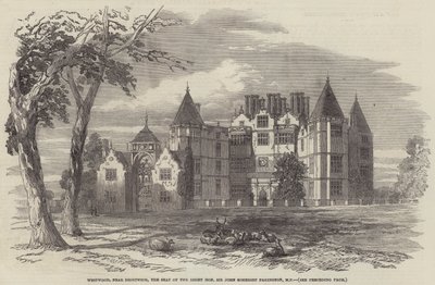 Westwood, cerca de Droitwich, la residencia del Muy Honorable Sir John Somerset Pakington, MP (grabado) de English School