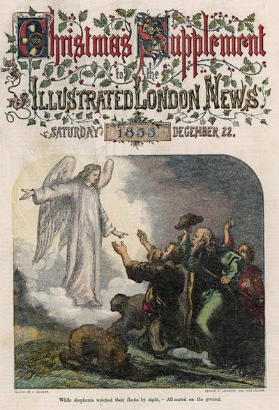 Mientras los pastores vigilaban sus rebaños por la noche, de la portada de Illustrated London News, suplemento de Navidad, 1855 de English School