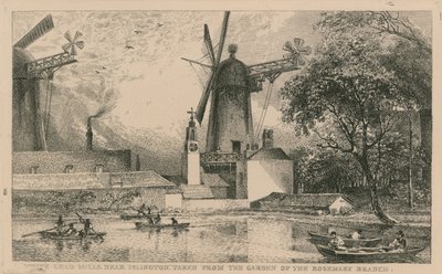 Molinos de plomo blanco cerca de Islington, visto desde el jardín de Rosemary Branch de English School