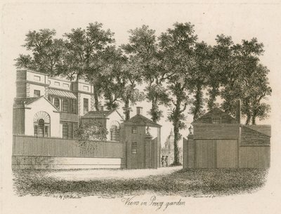 Corte o Patio de Whitehall, Casa Vanbrugh, demolida en 1898 de English School