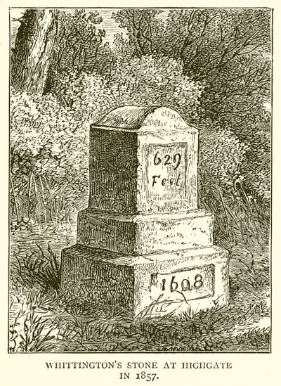 La Piedra de Whittington en Highgate en 1857 de English School