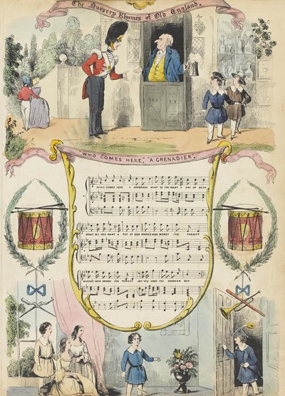 ¿Quién viene aquí? Un granadero, c.1850 (aguafuerte coloreado) de English School