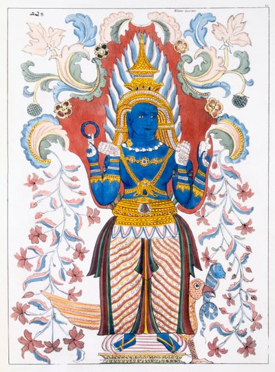 Wiebesana Dewa Raja, los Cuatro Guardianes de la Colina, de La Historia y Doctrina del Budismo por Edward Upham, 1829 de English School
