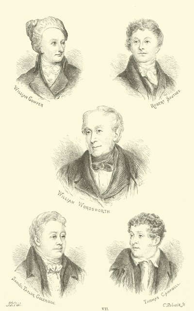 William Cowper, Robert Southey, William Wordsworth, Samuel Taylor Coleridge, Thomas Campbell de English School