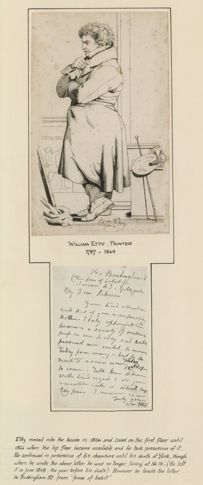 William Etty que vivió en el No 14 de Buckingham Street de English School