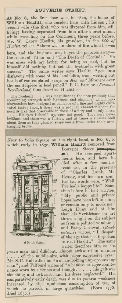 William Hazlitt y 6 Frith Street de English School