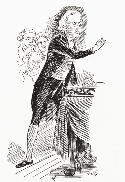 William Pitt el Joven dirigiéndose a la Cámara de los Comunes de English School