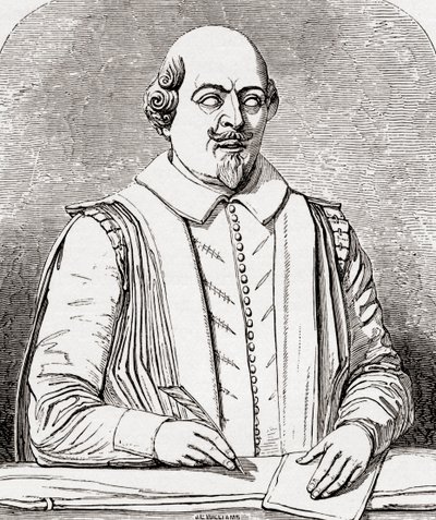William Shakespeare, después del busto de la tumba en Stratford, de 