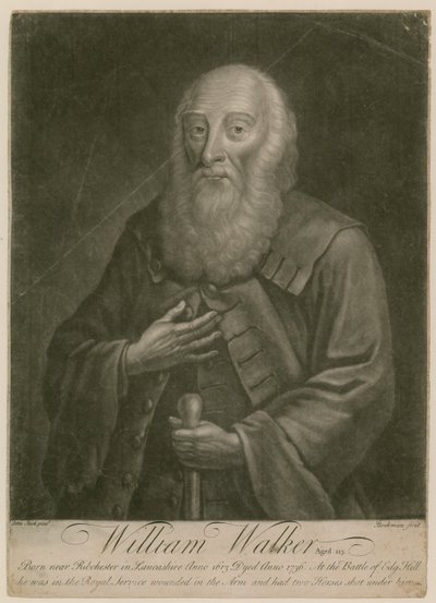 William Walker, a la edad de 123 años, nacido en 1613, fallecido en 1736 de English School