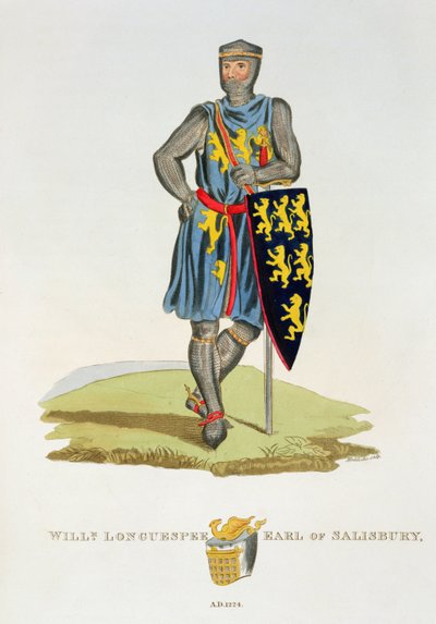 William de Longuespee, 3er Conde de Salisbury, 1224, grabado por W. Maddocks, de Armadura Antigua por Samuel Rush Meyrick, 1824 de English School