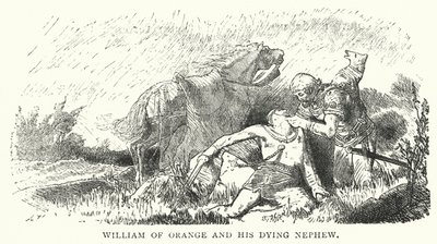 Guillermo de Orange y su sobrino moribundo (grabado) de English School