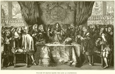 Guillermo de Orange tomando el juramento como Stadtholder de English School