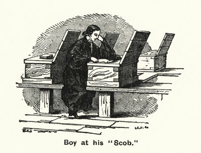 Winchester College: Niño en su "Scob" de English School