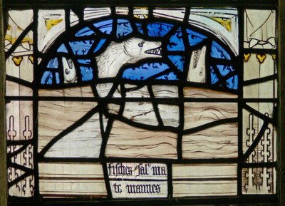 Ventana N3 que representa los Últimos Quince Días del Mundo (la ventana de la Conciencia): Peces y monstruos marinos gritan de English School