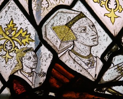 Ventana N5 que representa a Margaret Fawkener, esposa de Robert Fitz Ellis (detalle) de English School