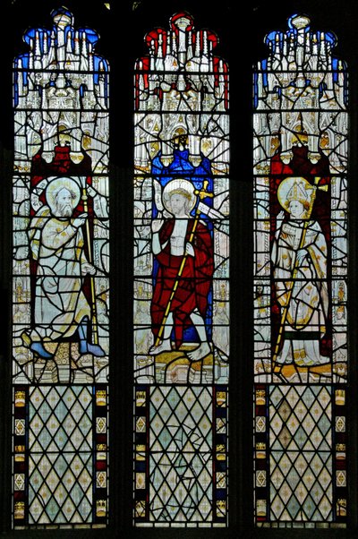 Ventana N5 que representa a Santo Tomás dudando: con el Cristo Resucitado, y ¿Santo Tomás Becket? de English School