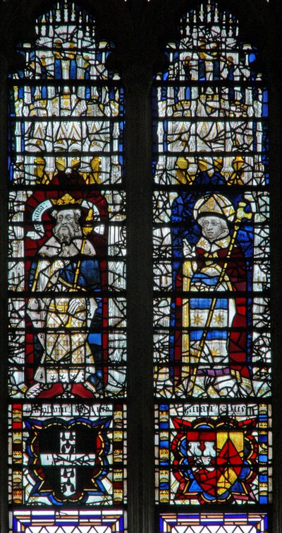 Ventana c18 que representa a un rey y un arzobispo de English School