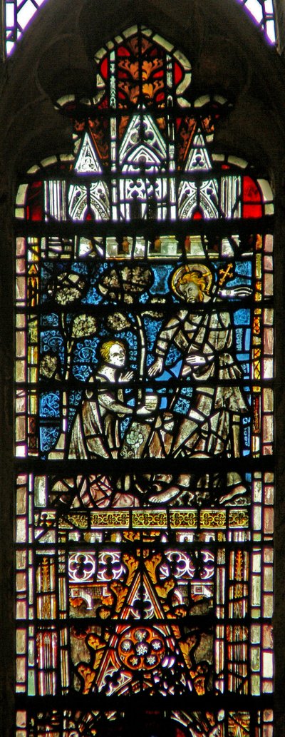 Ventana c6-7 que representa una escena de Resurrección: Noli Me Tangere de English School