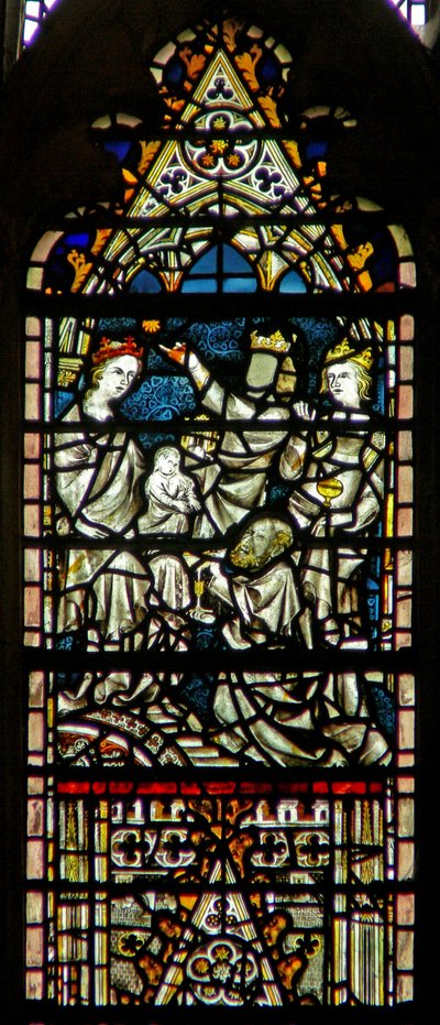 Ventana c6 que representa la Adoración de los Magos de English School