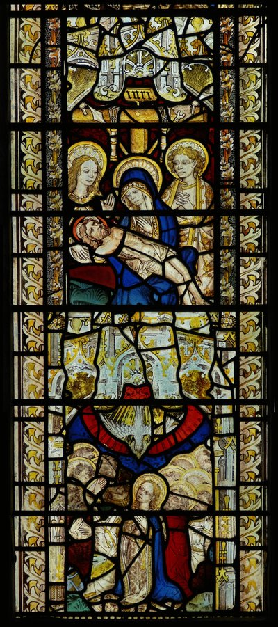 Ventana que representa la Piedad y el Pentecostés de English School