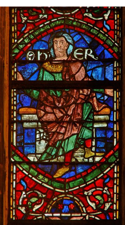 Ventana que representa una figura genealógica: Er de English School