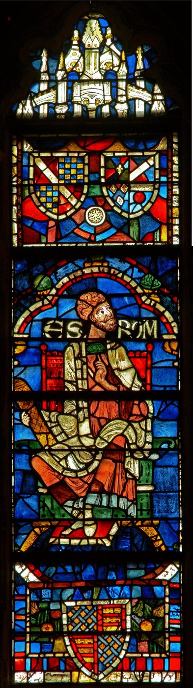 Ventana que representa una figura genealógica: Escrom de English School