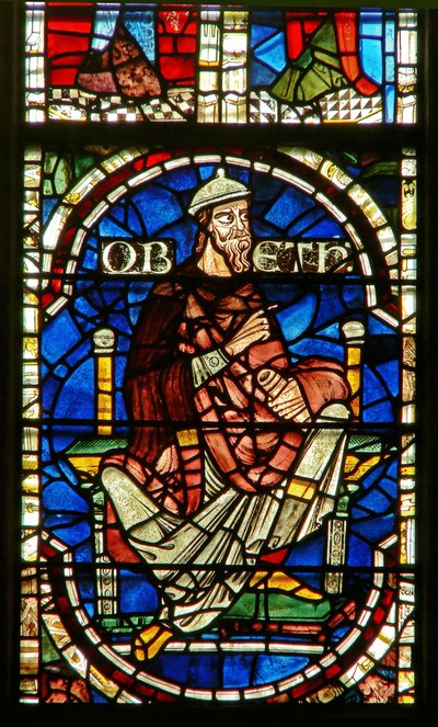 Ventana que representa una figura genealógica: Obed de English School