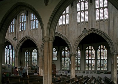 Ventana representando una vista del lado norte de la iglesia de English School