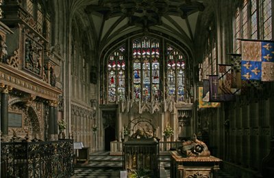 Ventana que representa la ventana este de la Capilla Beauchamp de English School