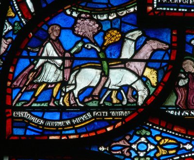 Ventana n2 que representa una escena de un milagro de Santo Tomás Becket: la historia de Richard Sunieve de English School