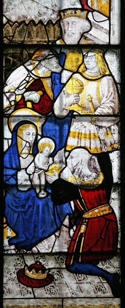 Ventana n3 que representa la Adoración de los Magos de English School