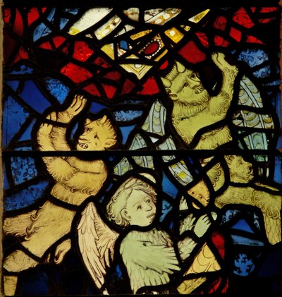Ventana s2 que representa demonios y un ángel de English School