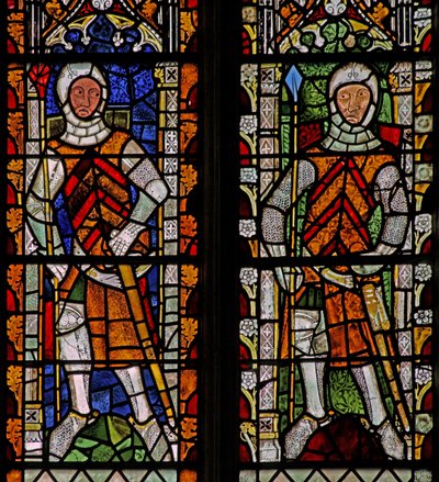 Ventana s4 que representa a William Lord de la Zouche y Gilbert I de Clare de English School