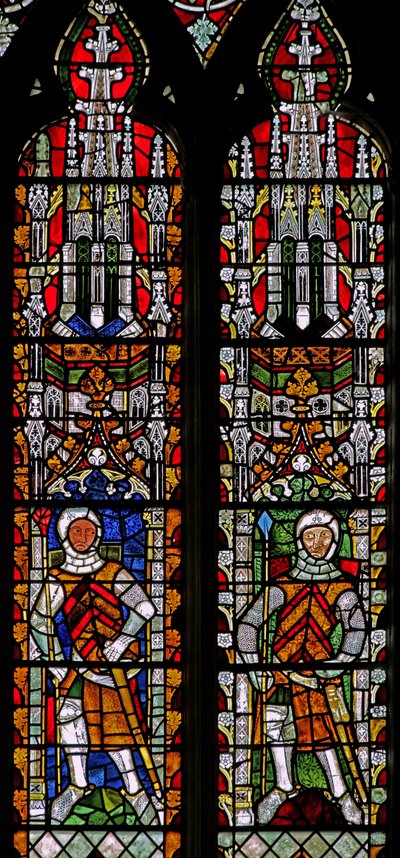 Ventana s4 que representa caballeros y doseles de English School