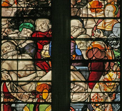 Ventana w15 que representa el Entierro de English School