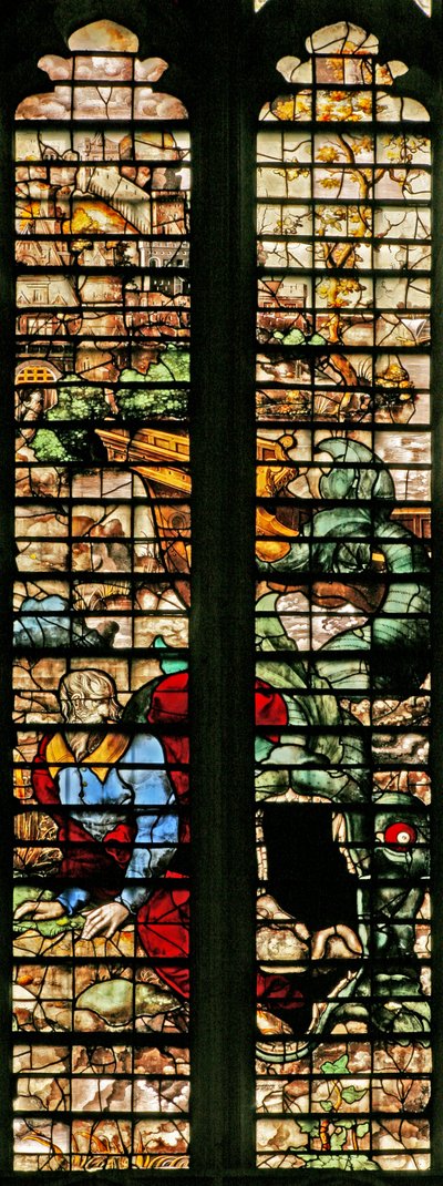 Ventana w16 que representa a Jonás liberado por la ballena de English School