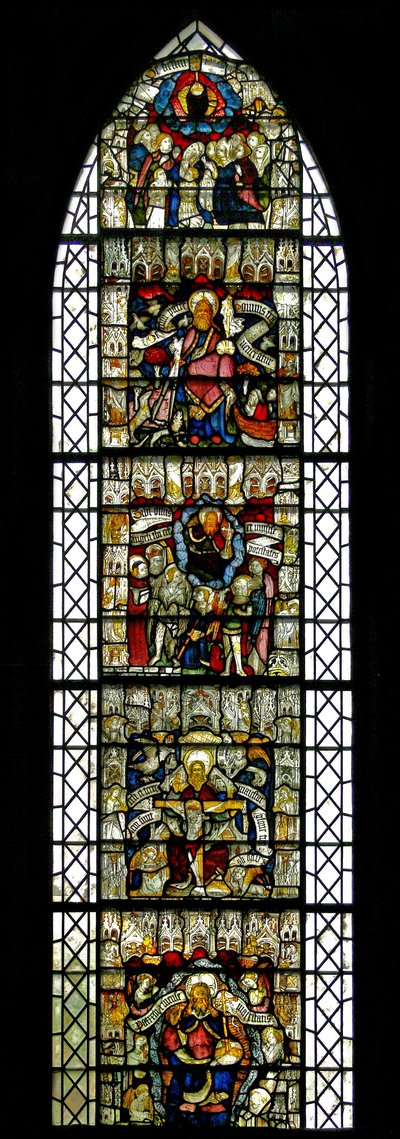 Ventana w24 que representa el Te Deum - Te alabamos, oh Dios de English School