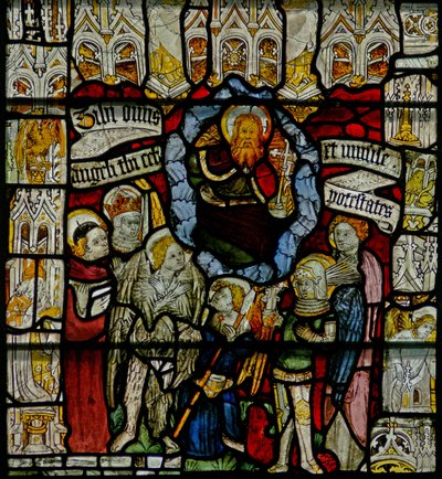 Ventana w24 que representa el Te Deum con la Jerarquía Angélica de English School