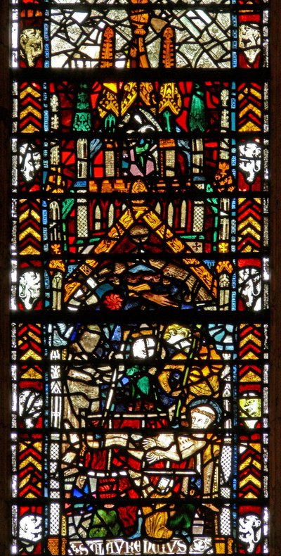 Ventana w39 que representa el martirio de San Lorenzo de English School