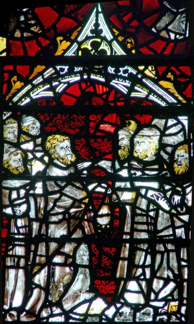 Ventana w3 que representa a Judas recibiendo la plata de English School