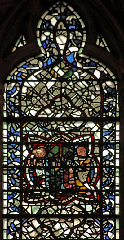 Ventana w57 que representa el Funeral de la Virgen María de English School
