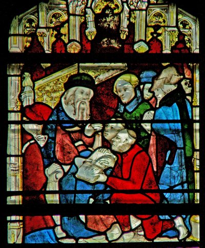 Ventana w5 que representa una escena de la vida de San William de English School