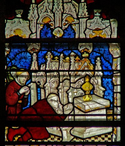 Ventana w5 que representa una escena de la vida de San William de English School